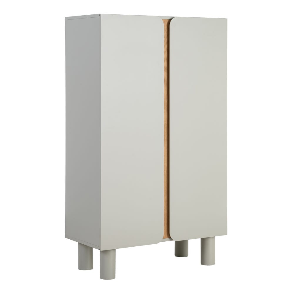 Armoire Ren 2 portes taupe et pieds chêne - vue 3 | Square Paris
