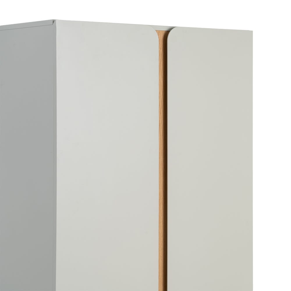 Armoire Ren 2 portes taupe et pieds chêne - vue 5 | Square Paris