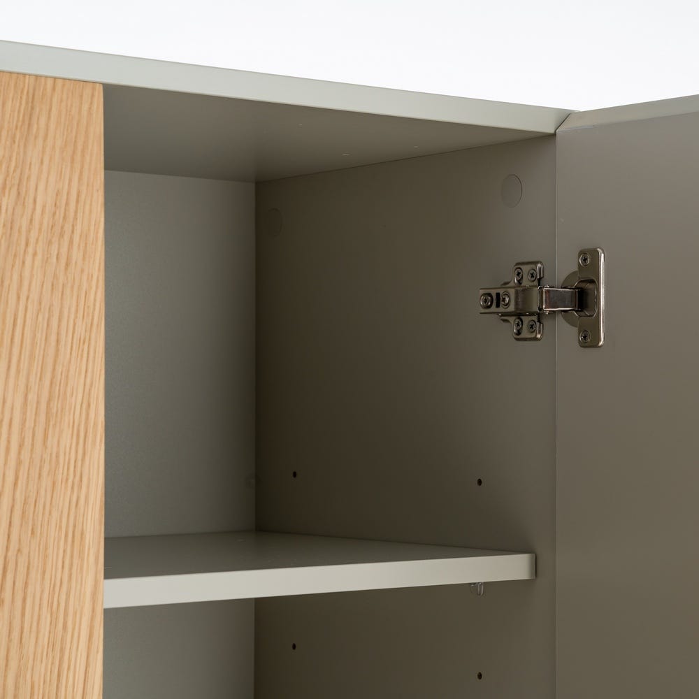 Armoire Ren 2 portes taupe et pieds chêne - vue 7 | Square Paris