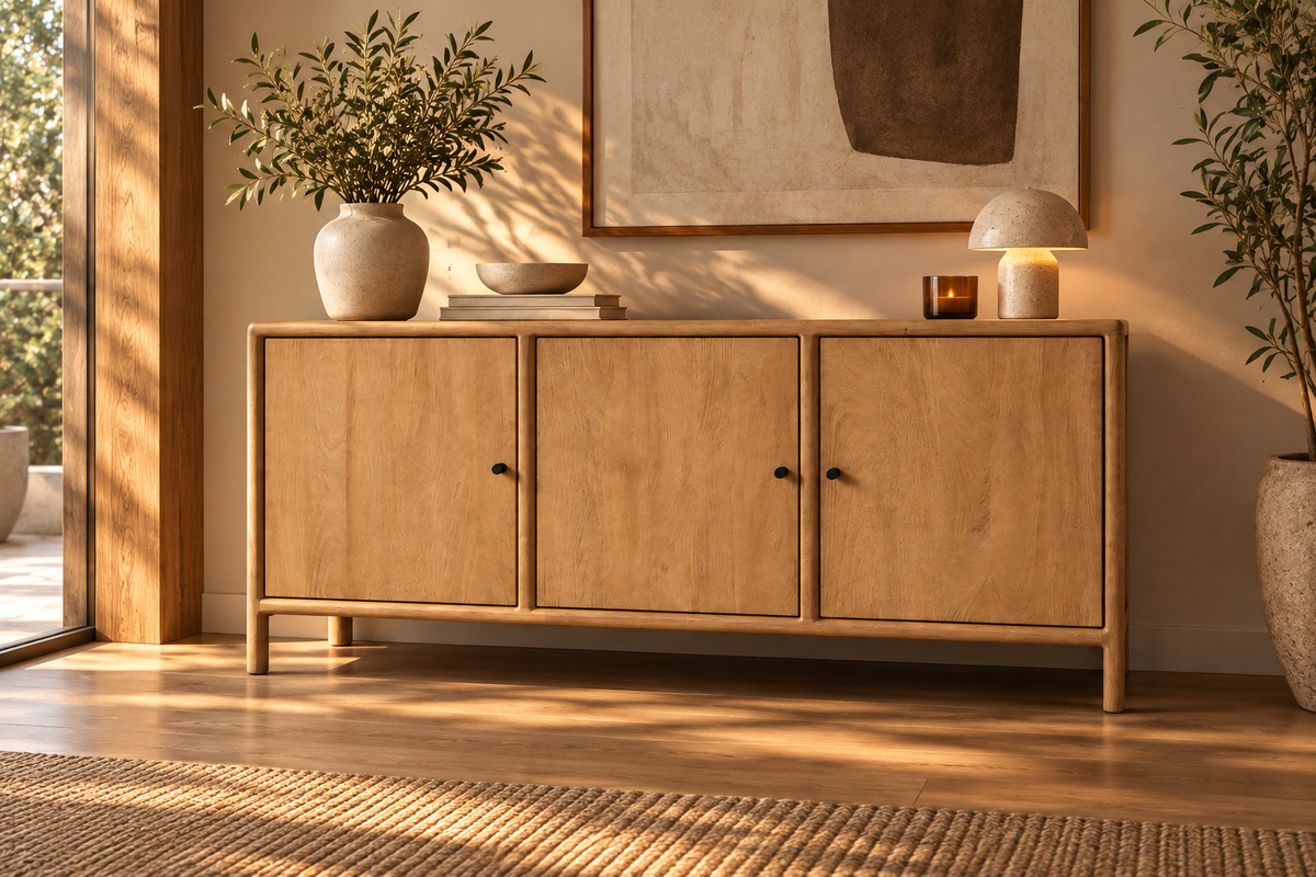 Buffet Kano 3 portes en bois de manguier naturel - vue 2 | Square Paris