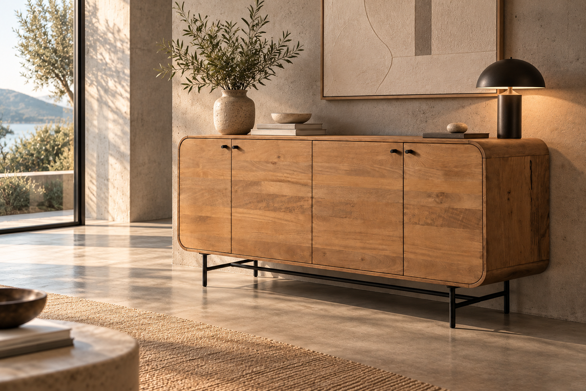 Buffet Towa 4 portes en bois de manguier massif - vue 3 | Square Paris