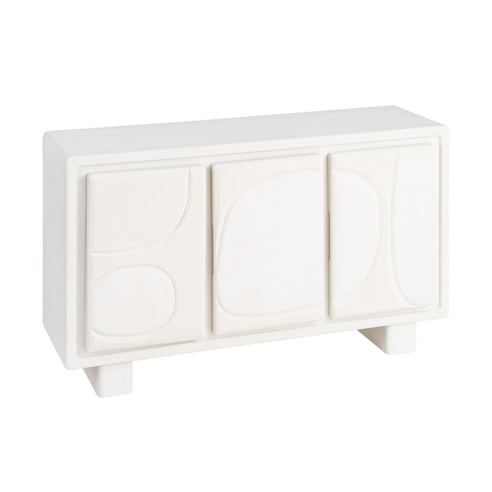 Buffet Cima 3 portes blanc à reliefs graphiques - vue 4 | Square Paris