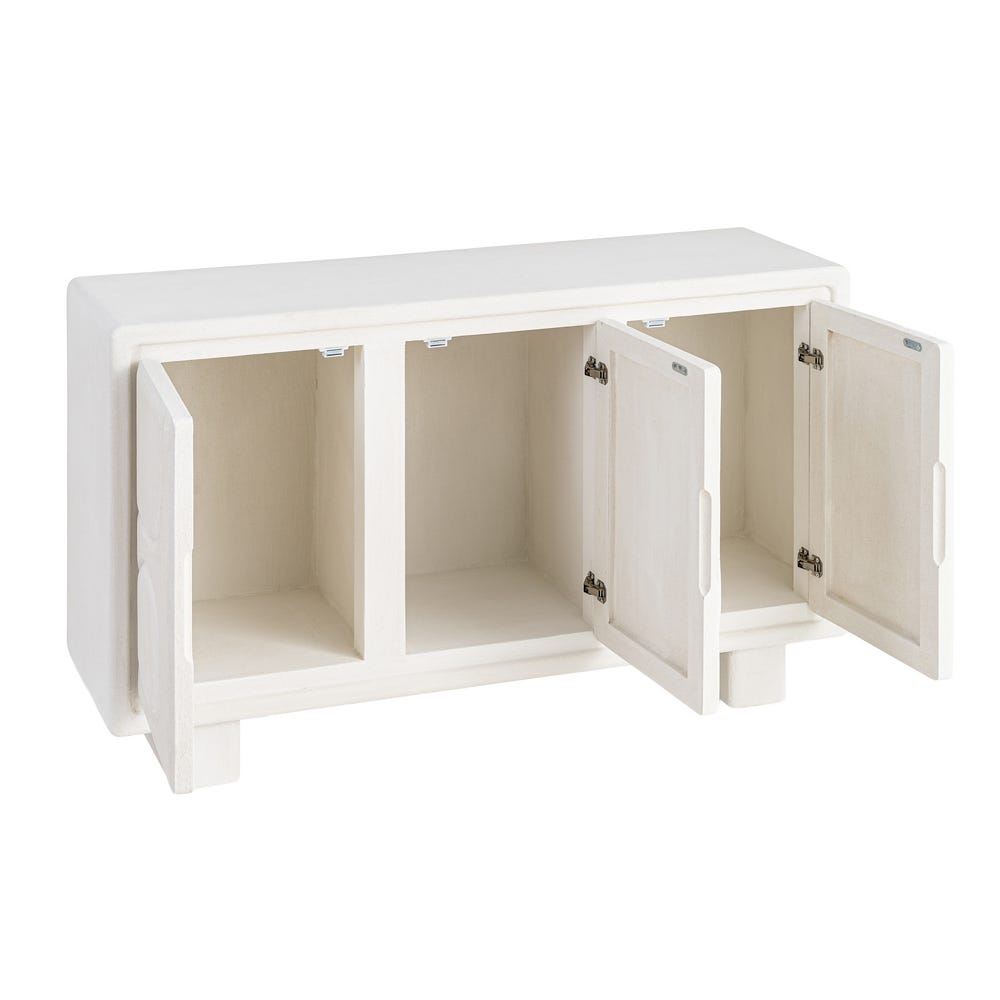 Buffet Cima 3 portes blanc à reliefs graphiques - vue 6 | Square Paris