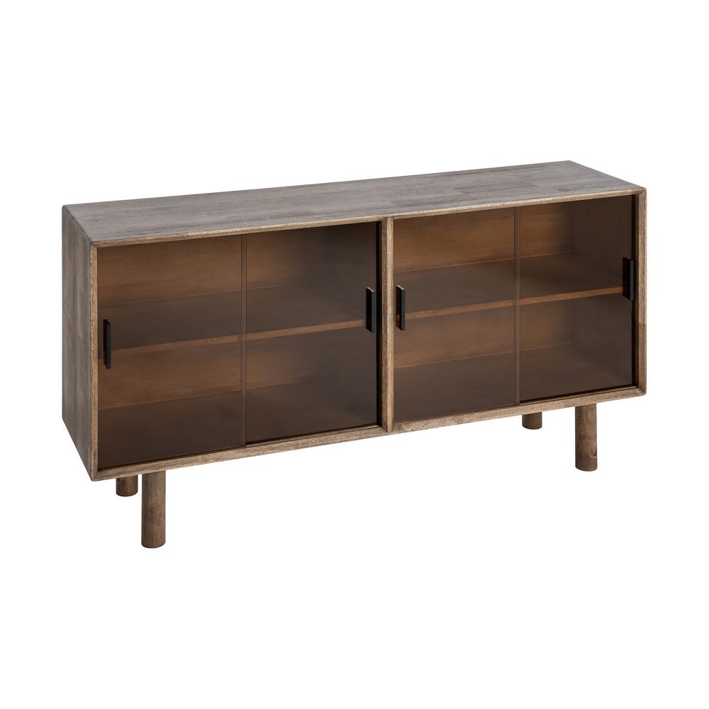 Buffet Malo 4 portes vitrées en bois d'hévéa - vue 5 | Square Paris