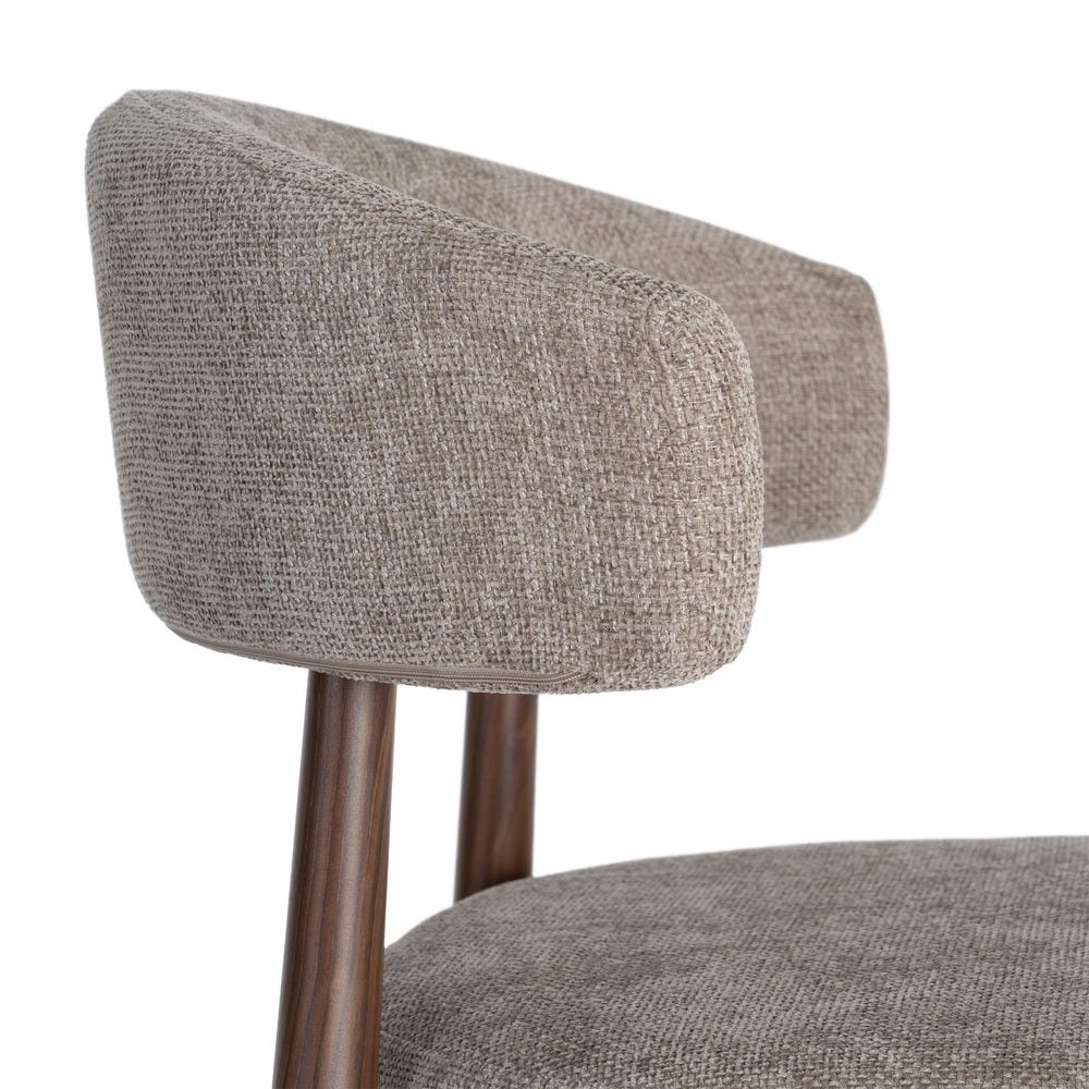 Chaise Ozza en tissu taupe, dossier arrondi - vue 2 | Square Paris