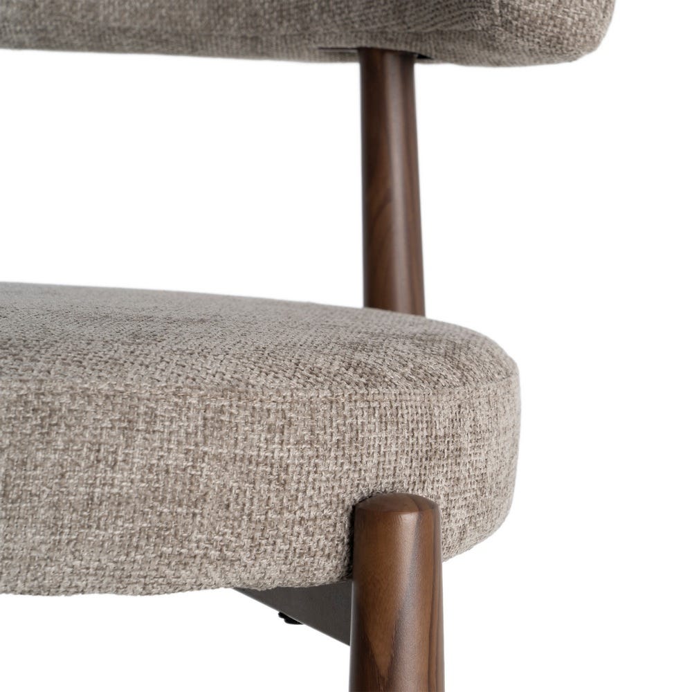 Chaise Ozza en tissu taupe, dossier arrondi - vue 3 | Square Paris