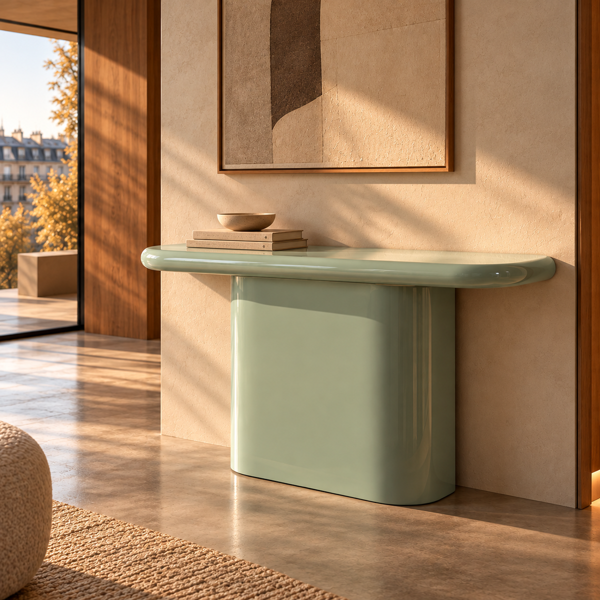Console d'entrée Livia laquée verte - vue 7 | Square Paris
