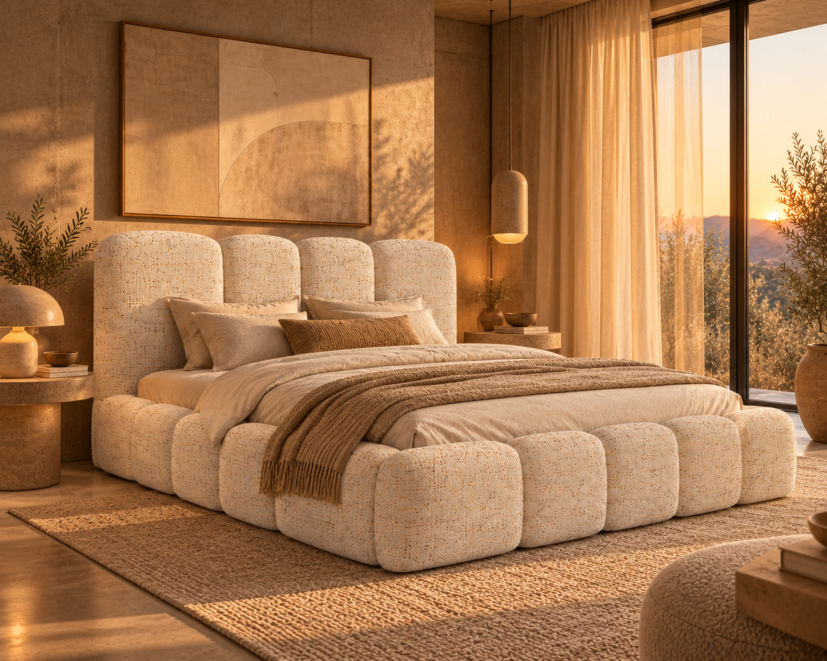 Lit coffre Elia beige - vue 3/4 | Square Paris
