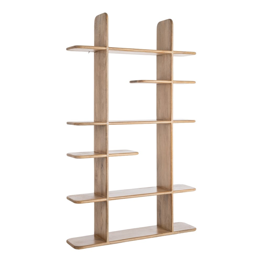 Étagère Luma en bois de manguier à tablettes décalées - vue 3 | Square Paris