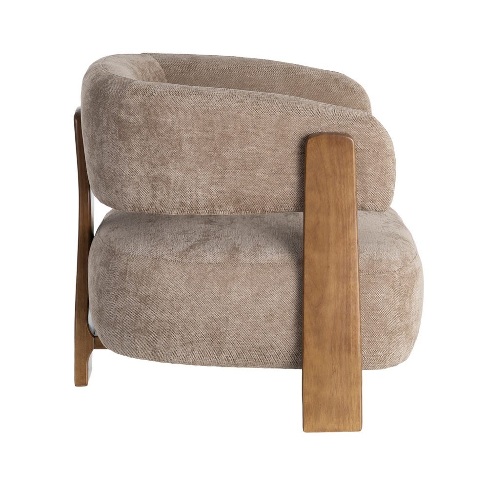 Fauteuil Koga en tissu marron et accoudoirs en bois - vue 5 | Square Paris
