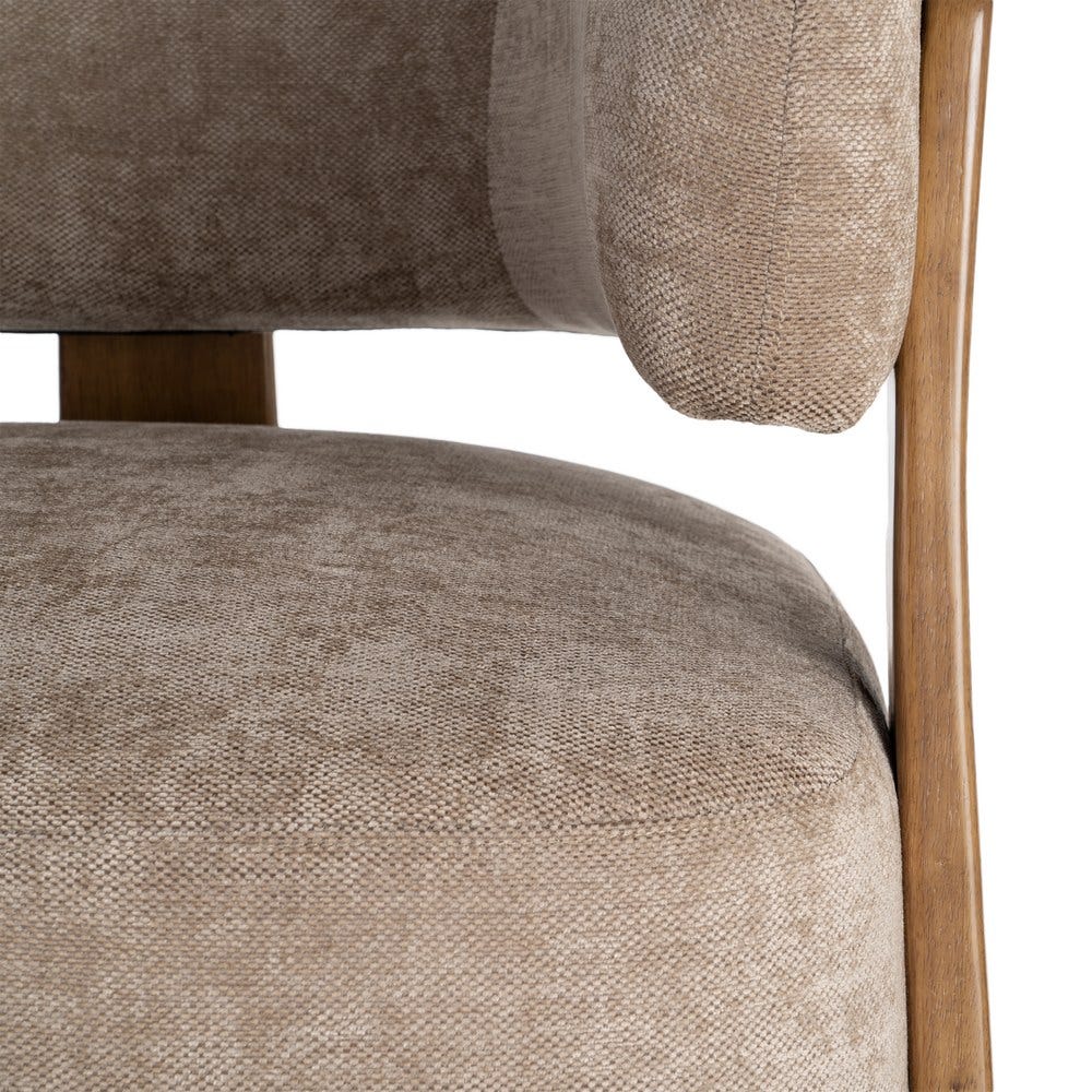 Fauteuil Koga en tissu marron et accoudoirs en bois - vue 6 | Square Paris