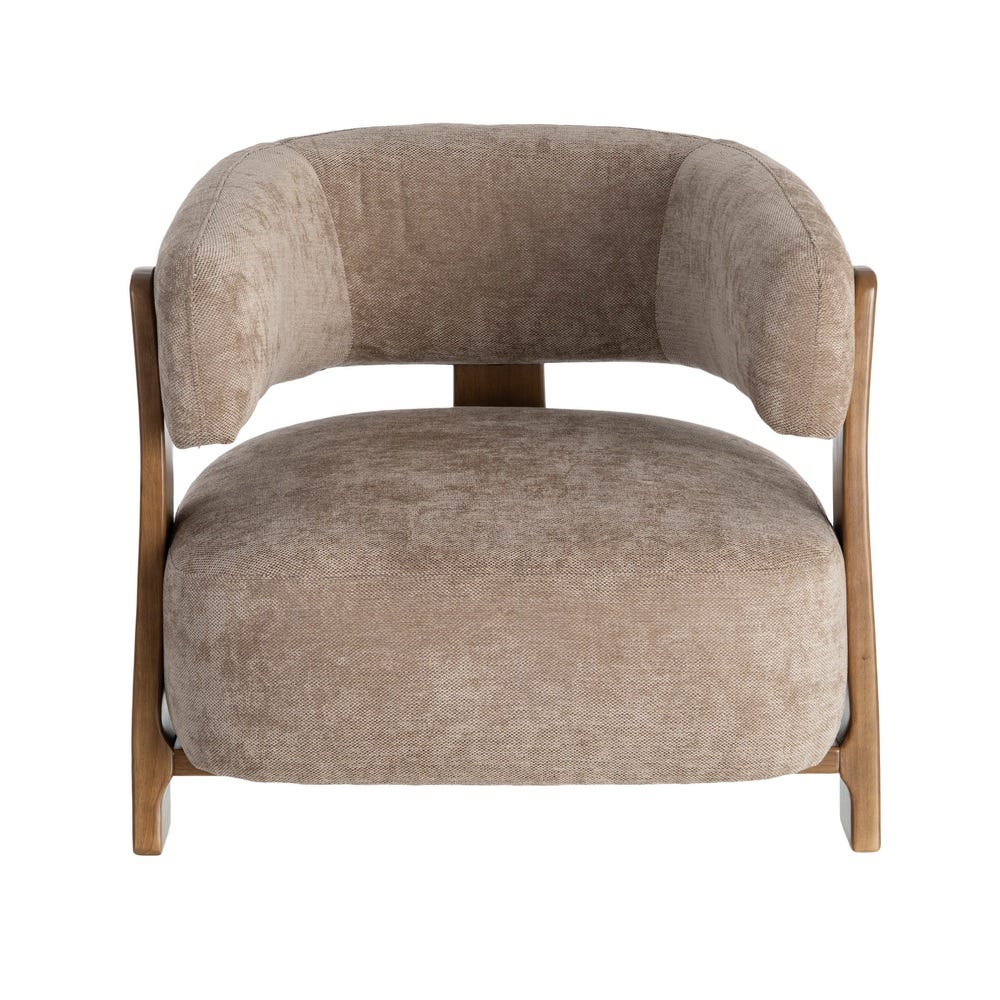 Fauteuil Koga en tissu marron et accoudoirs en bois - vue 7 | Square Paris