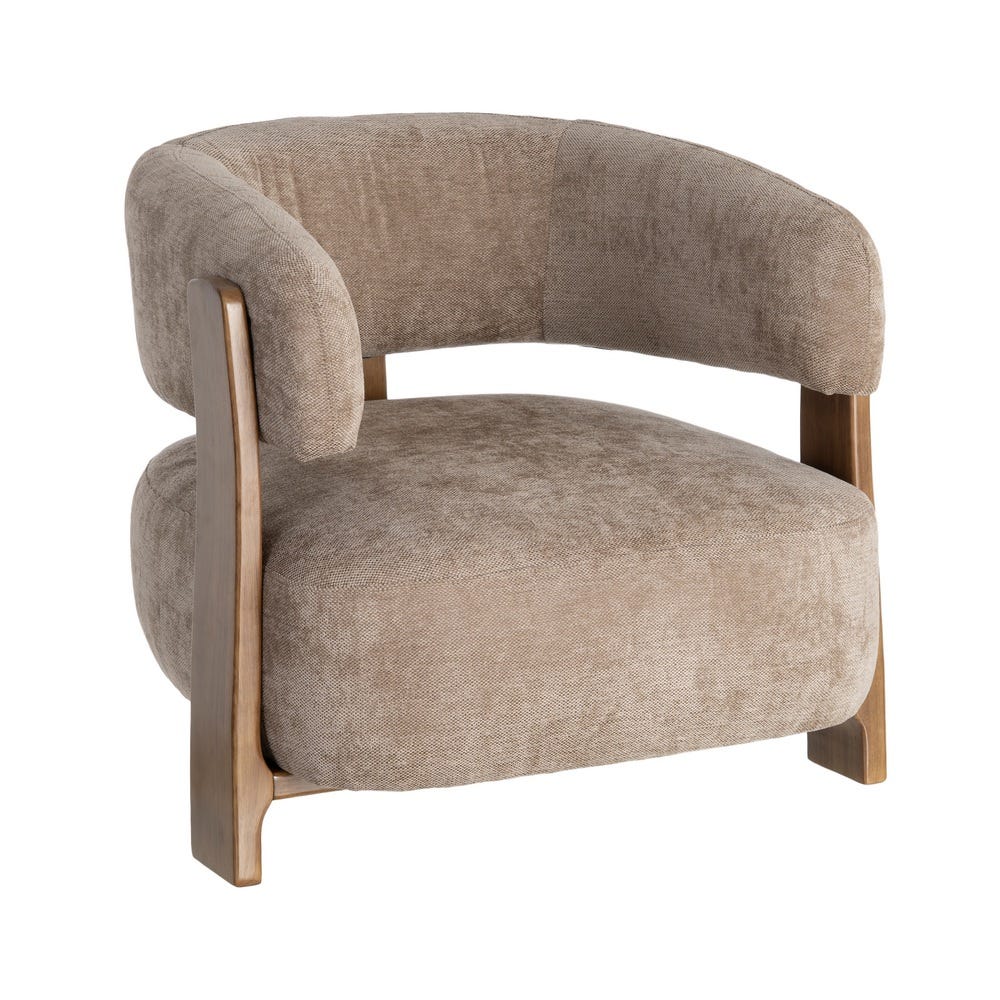 Fauteuil Koga en tissu marron et accoudoirs en bois - vue 12 | Square Paris
