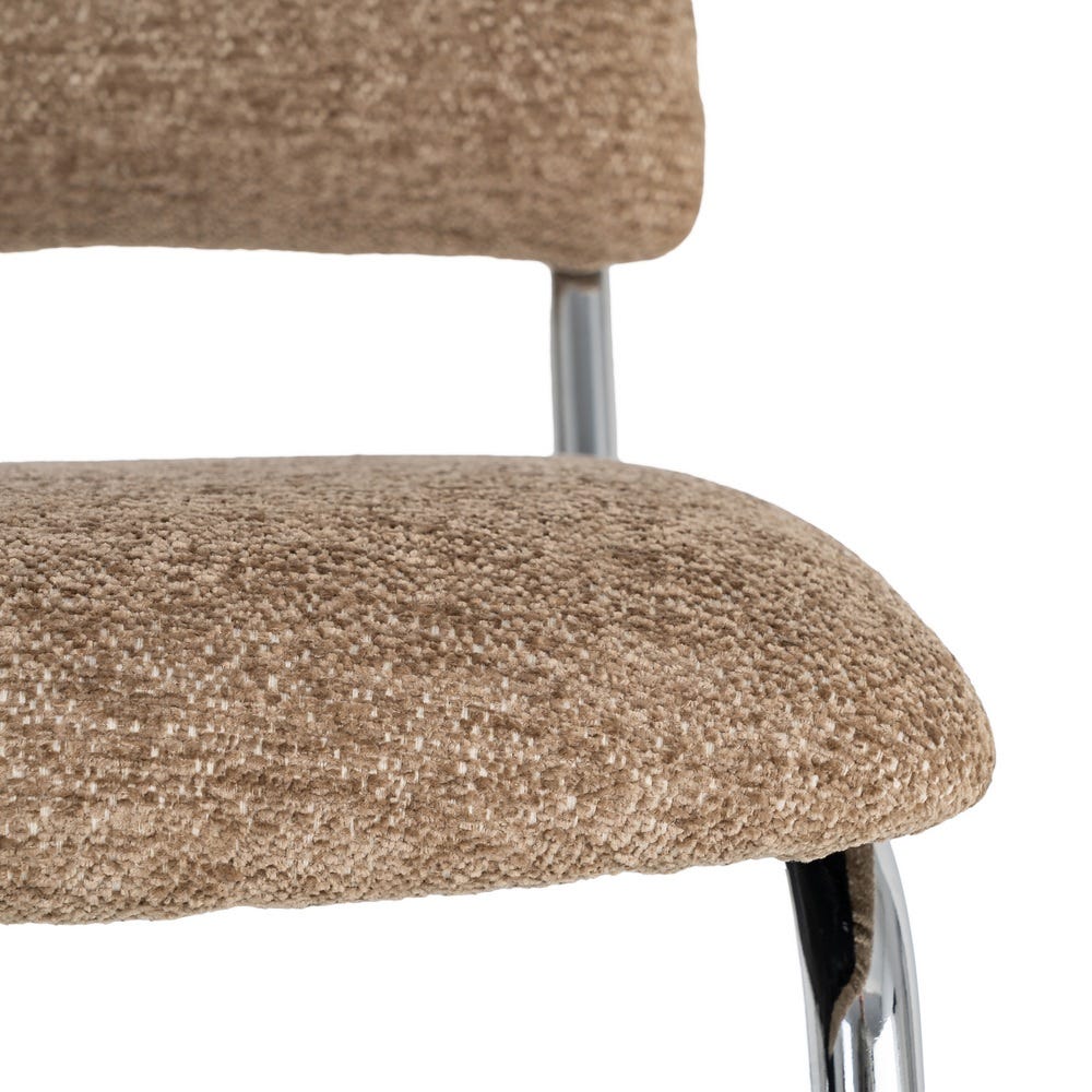 Chaise Sela en tissu taupe, pied luge chromé - vue 3 | Square Paris