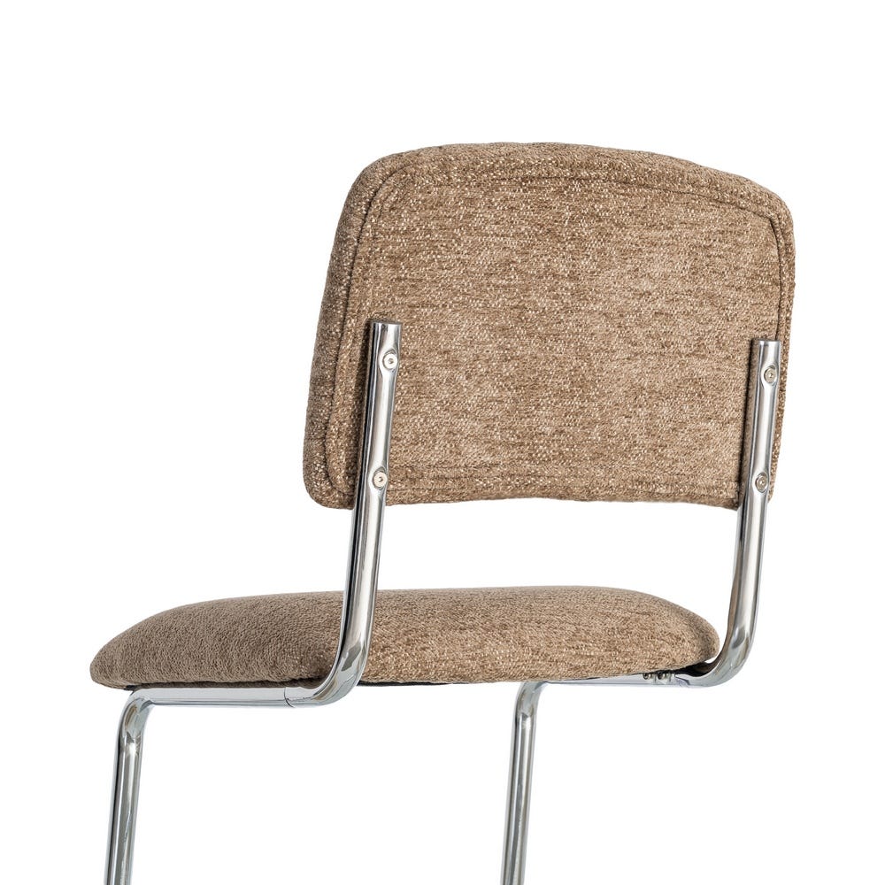Chaise Sela en tissu taupe, pied luge chromé - vue 4 | Square Paris