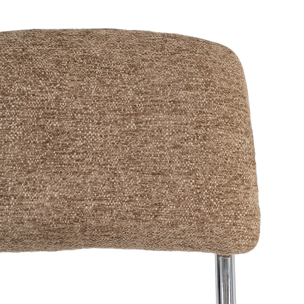 Chaise Sela en tissu taupe, pied luge chromé - vue 6 | Square Paris