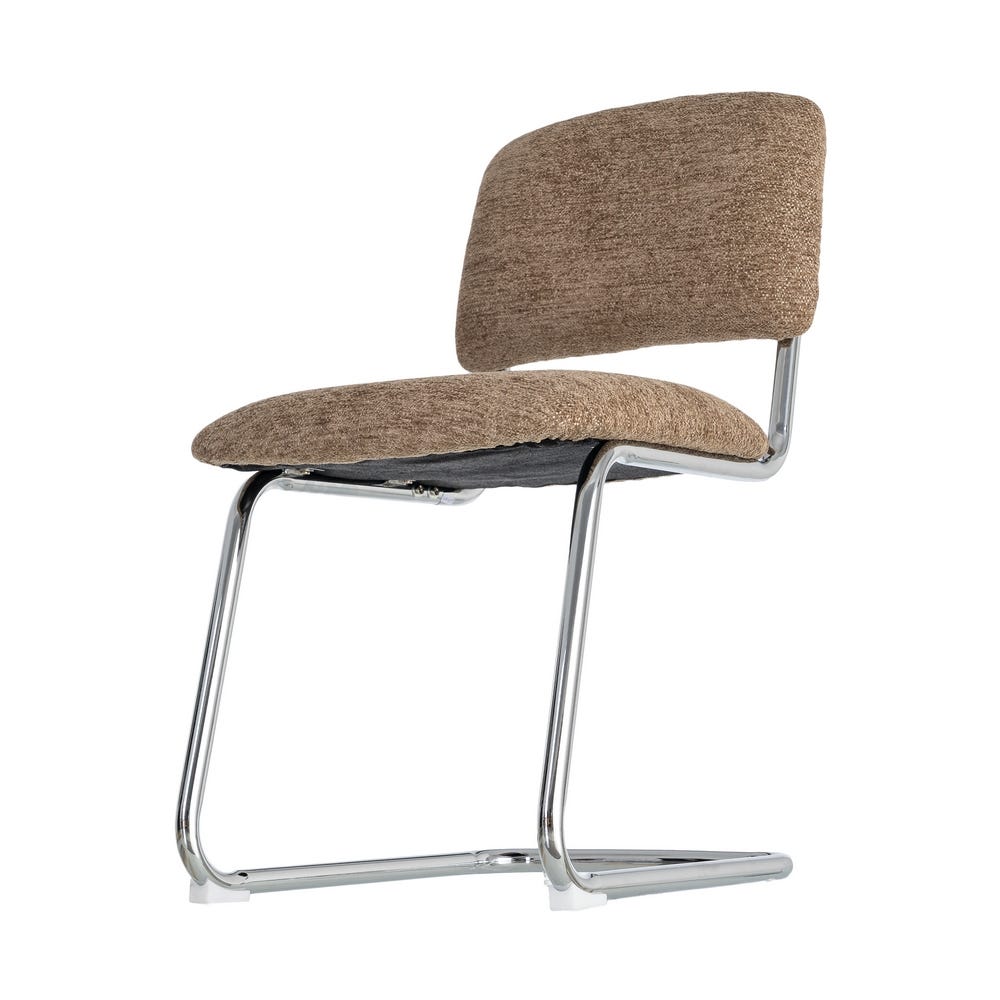 Chaise Sela en tissu taupe, pied luge chromé - vue 7 | Square Paris