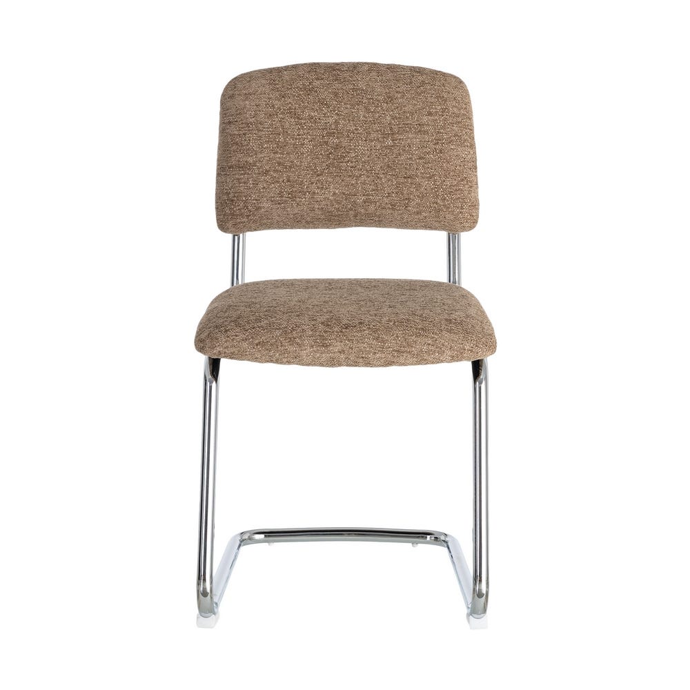 Chaise Sela en tissu taupe, pied luge chromé - vue 8 | Square Paris