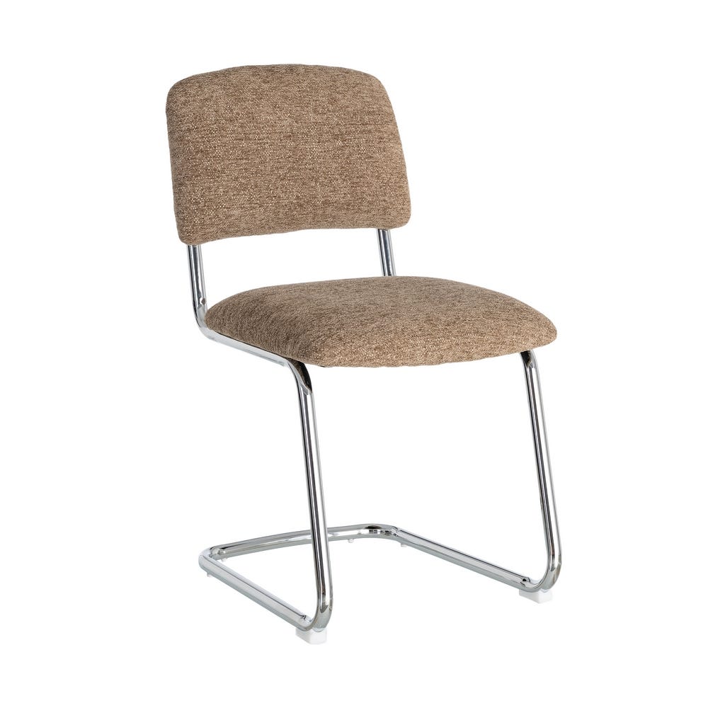 Chaise Sela en tissu taupe, pied luge chromé - vue 11 | Square Paris