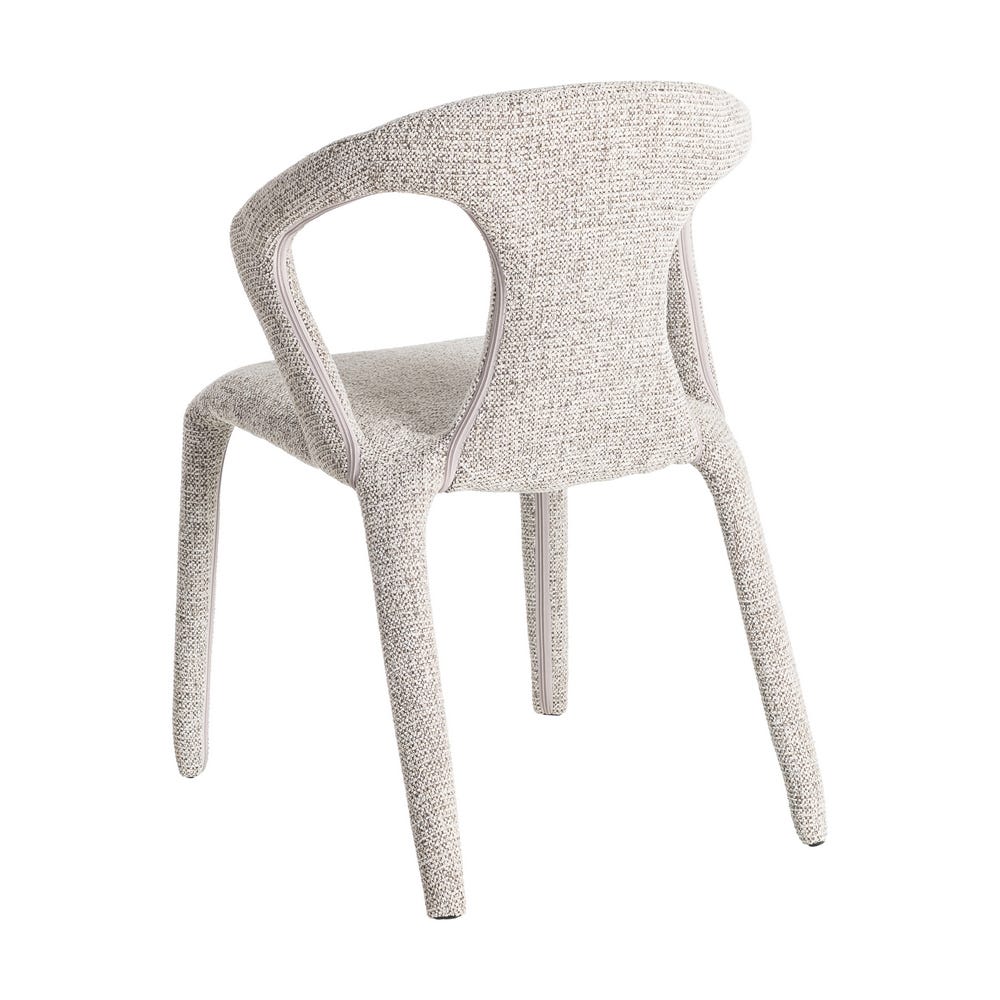Chaise Kimi en tissu chiné écru, dossier ajouré - vue 8 | Square Paris
