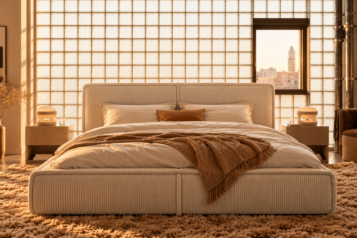 Lit coffre Nolia beige - vue de face | Square Paris