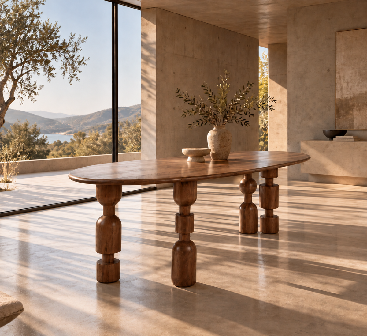 Table à manger Nami en acacia massif, plateau organique 240 cm - vue 11 | Square Paris