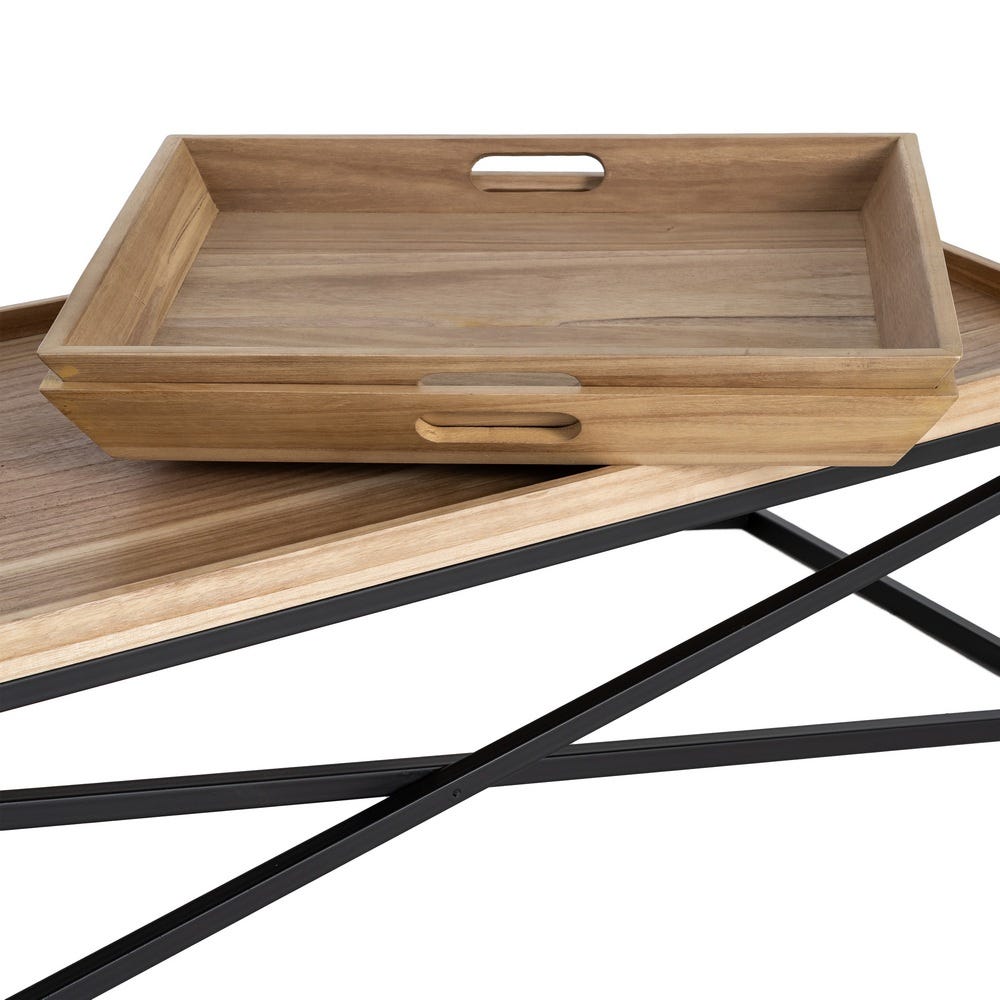 Table basse Jina à plateaux effet bois et métal noir - vue 6 | Square Paris