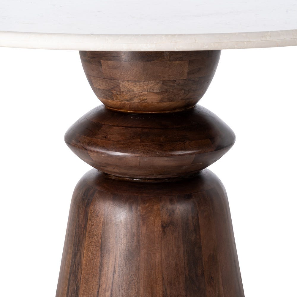 Table ronde Kaze en marbre beige et bois de manguier - vue 6 | Square Paris
