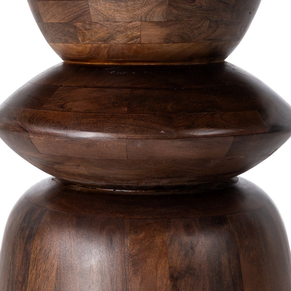 Table ronde Kaze en marbre beige et bois de manguier - vue 8 | Square Paris