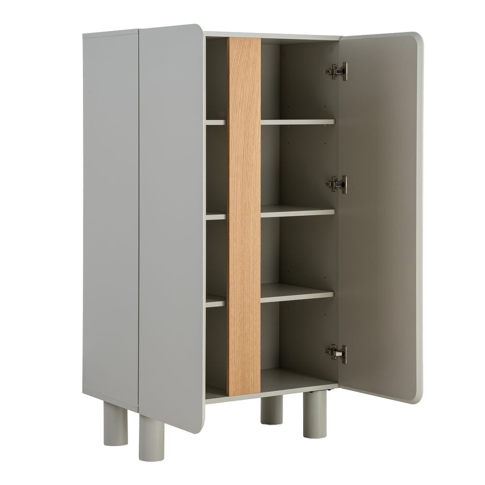 Armoire Ren 2 portes taupe et pieds chêne - vue 4 | Square Paris