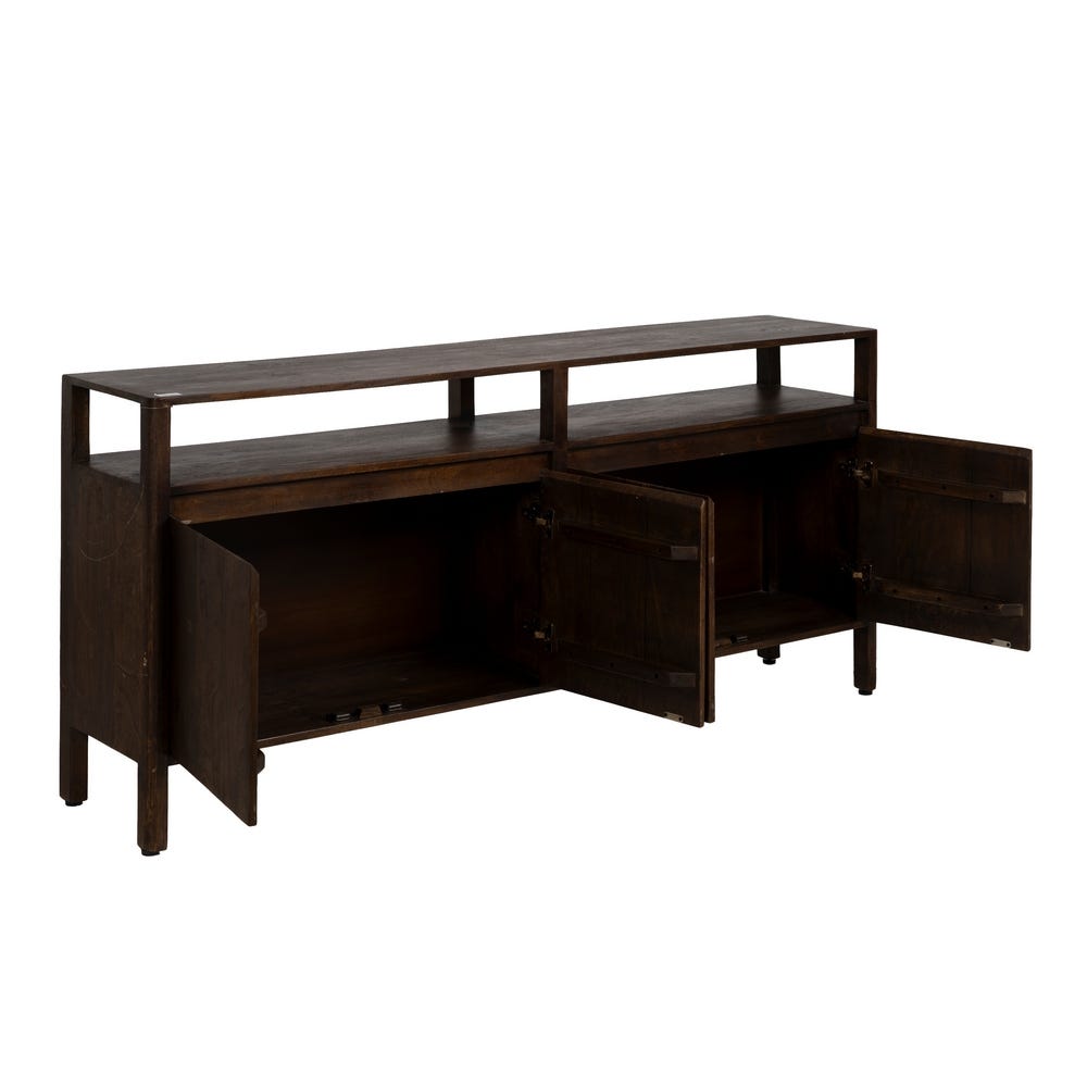Buffet Ryo 4 portes en bois de manguier massif marron foncé - vue 6 | Square Paris