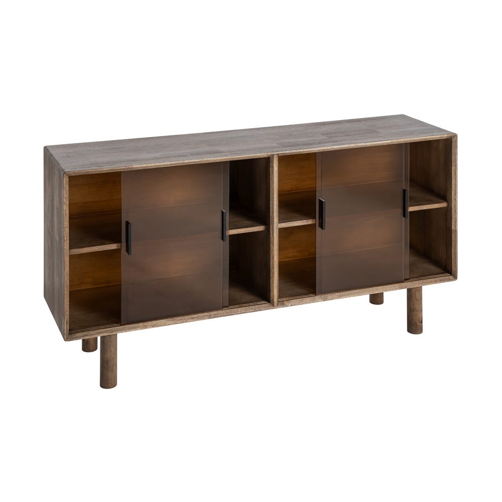 Buffet Malo 4 portes vitrées en bois d'hévéa - vue 6 | Square Paris