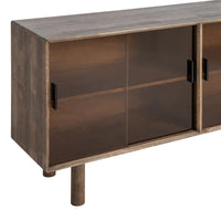 Buffet Malo 4 portes vitrées en bois d'hévéa - vue 8 | Square Paris