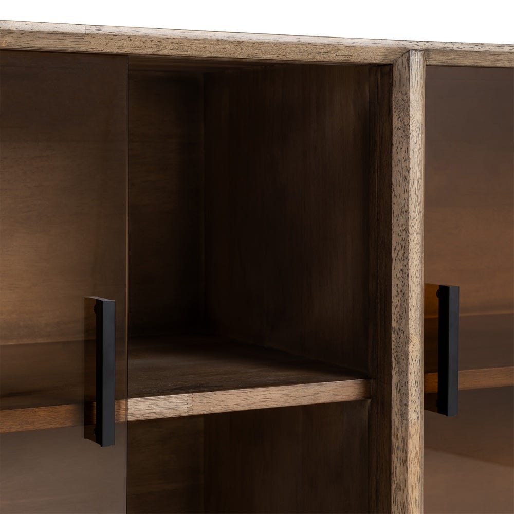 Buffet Malo 4 portes vitrées en bois d'hévéa - vue 11 | Square Paris