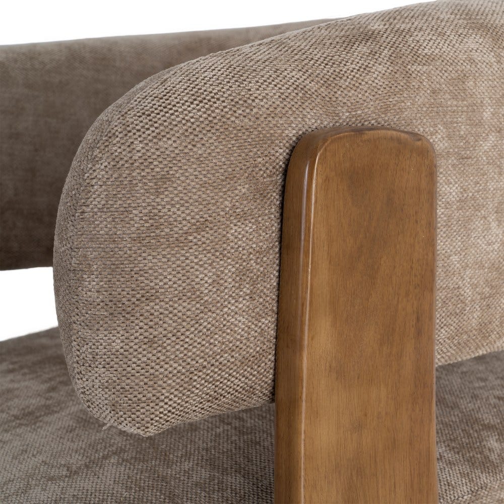 Fauteuil Koga en tissu marron et accoudoirs en bois - vue 4 | Square Paris