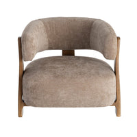 Fauteuil Koga en tissu marron et accoudoirs en bois - vue 7 | Square Paris