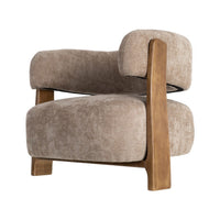 Fauteuil Koga en tissu marron et accoudoirs en bois - vue 9 | Square Paris