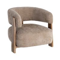 Fauteuil Koga en tissu marron et accoudoirs en bois - vue 12 | Square Paris