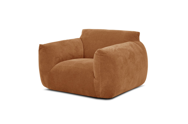 Fauteuil MOKA tissu chenille orange - vue 3/4 | Square Paris
