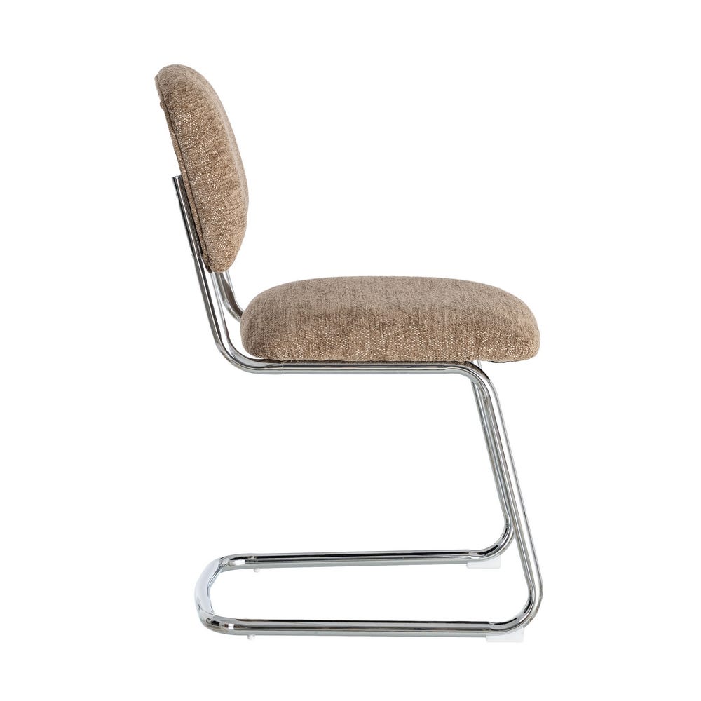 Chaise Sela en tissu taupe, pied luge chromé - vue 5 | Square Paris