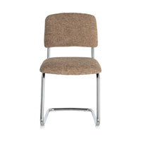 Chaise Sela en tissu taupe, pied luge chromé - vue 8 | Square Paris