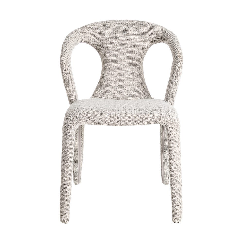 Chaise Kimi en tissu chiné écru, dossier ajouré - vue 6 | Square Paris