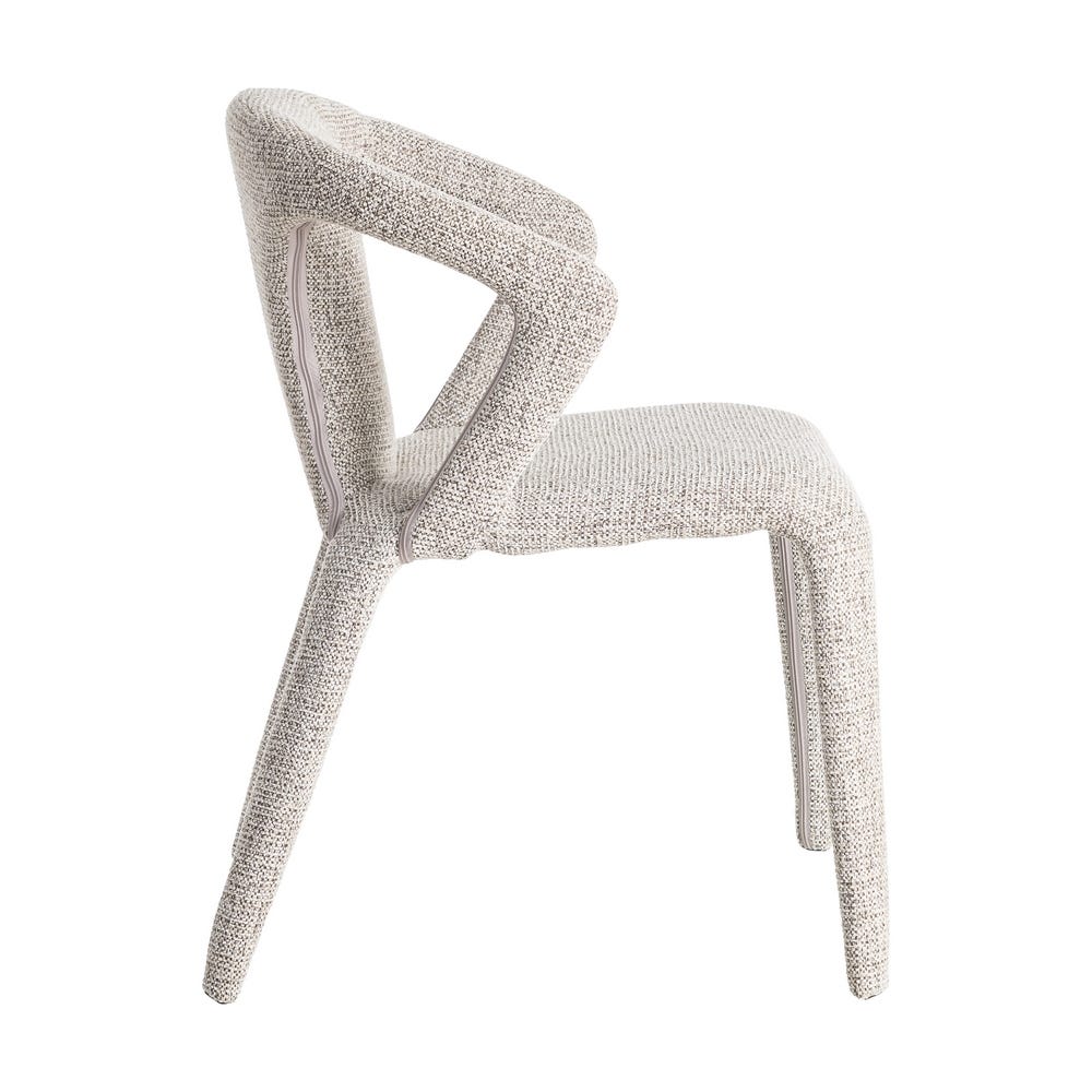Chaise Kimi en tissu chiné écru, dossier ajouré - vue 7 | Square Paris