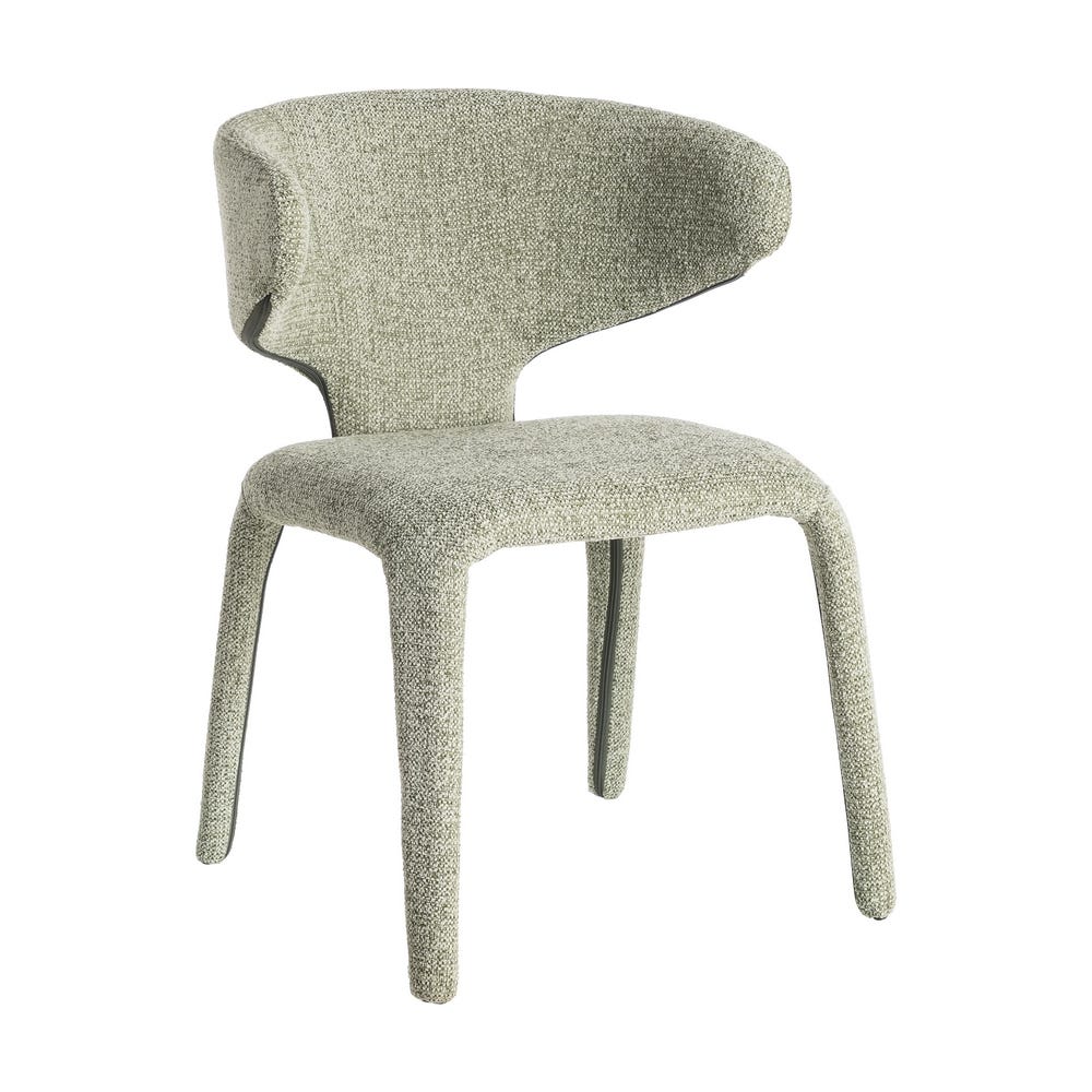 Chaise Como en tissu chiné vert, dossier enveloppant - vue 3 | Square Paris
