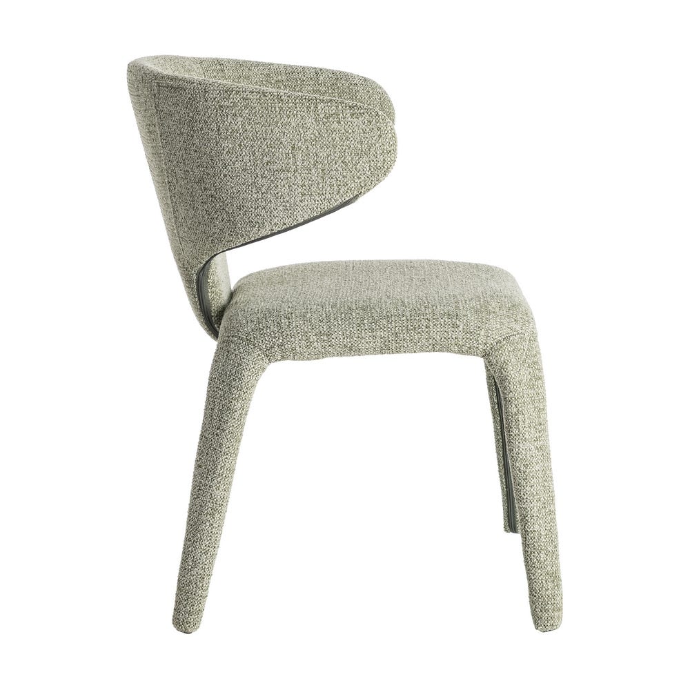 Chaise Como en tissu chiné vert, dossier enveloppant - vue 5 | Square Paris