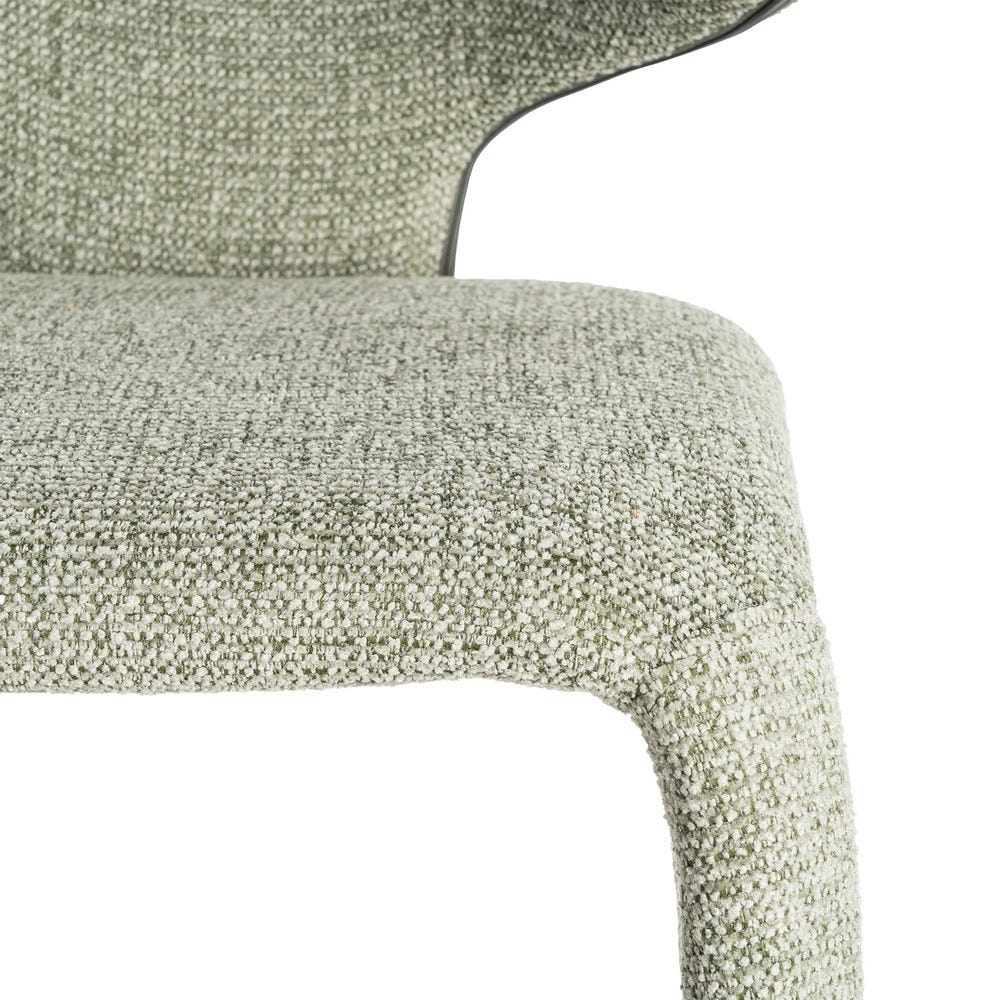 Chaise Como en tissu chiné vert, dossier enveloppant - vue 8 | Square Paris