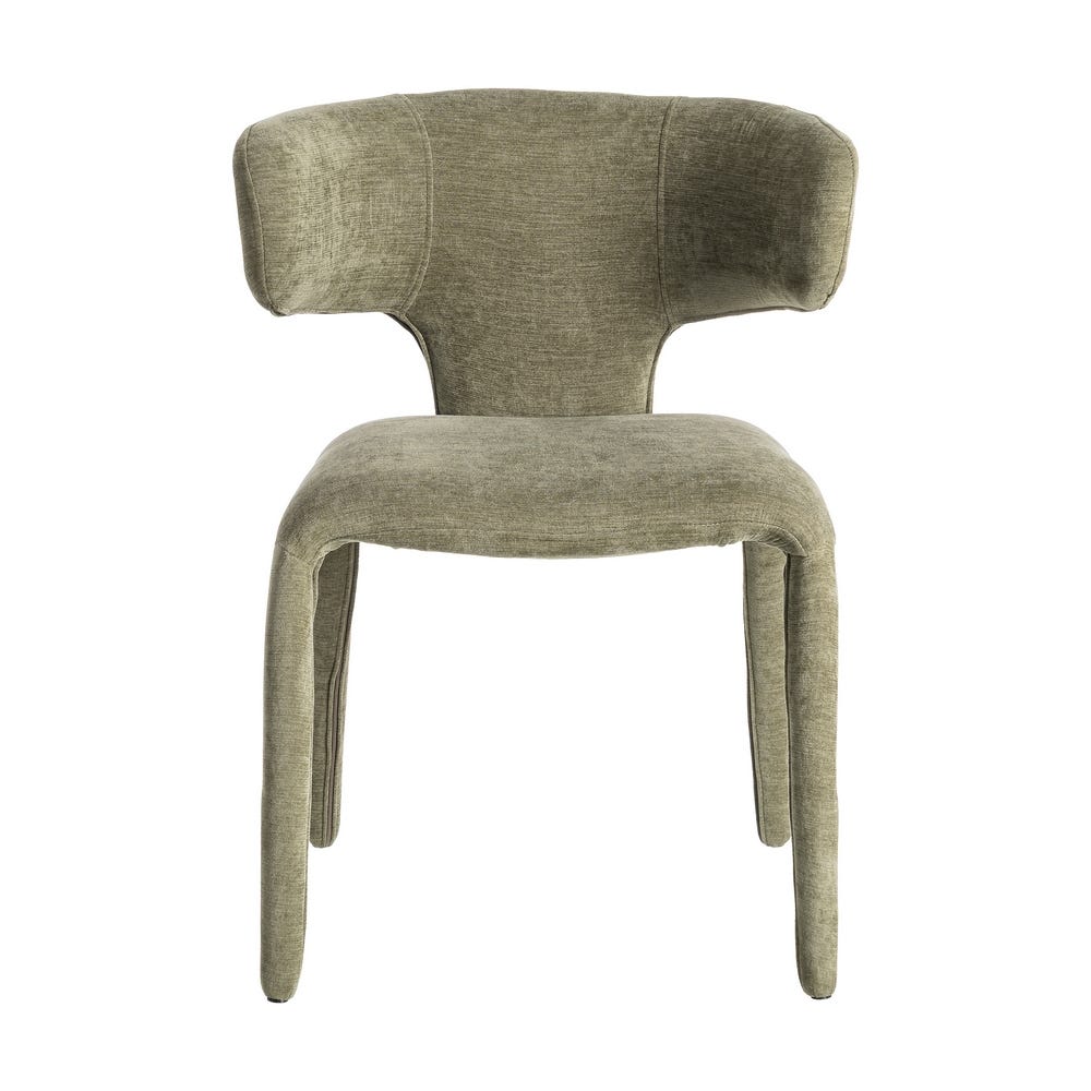 Chaise Kujo en tissu vert, dossier arrondi - vue 3 | Square Paris