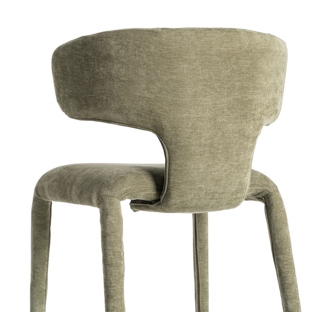 Chaise Kujo en tissu vert, dossier arrondi - vue 6 | Square Paris