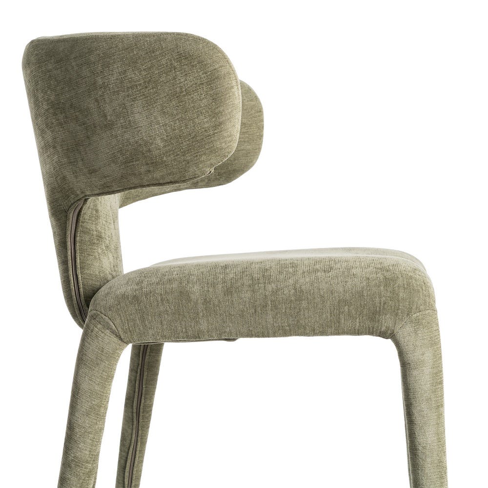 Chaise Kujo en tissu vert, dossier arrondi - vue 7 | Square Paris