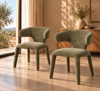 Chaise Kujo en tissu vert, dossier arrondi - vue 13 | Square Paris